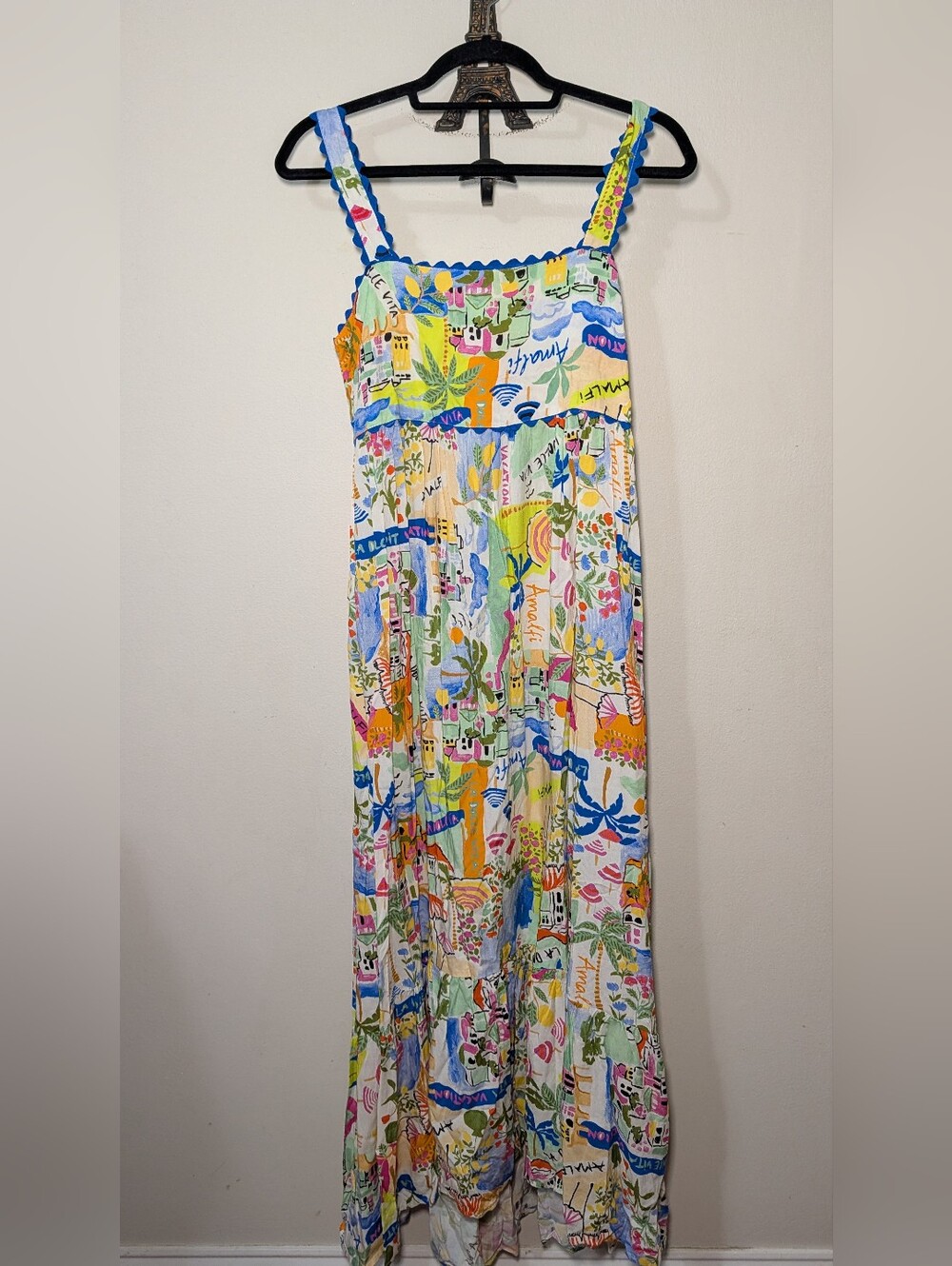 White Closet Elements Colorful Tropical Print Maxi Sundress Beach Women's Size M